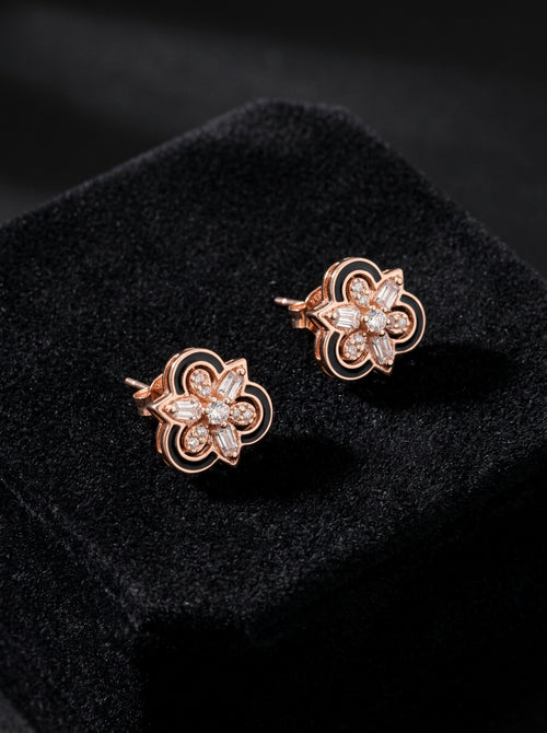 Load image 1 in gallery view. Midnight Bloom Solitaire Earrings