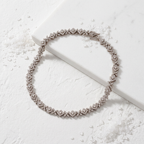 Load image 1 in gallery view. Diamond Floral Rhombus Anklet