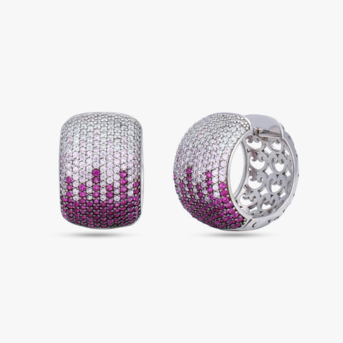 Load image 1 in gallery view. Ombre Pink Stone Hoops