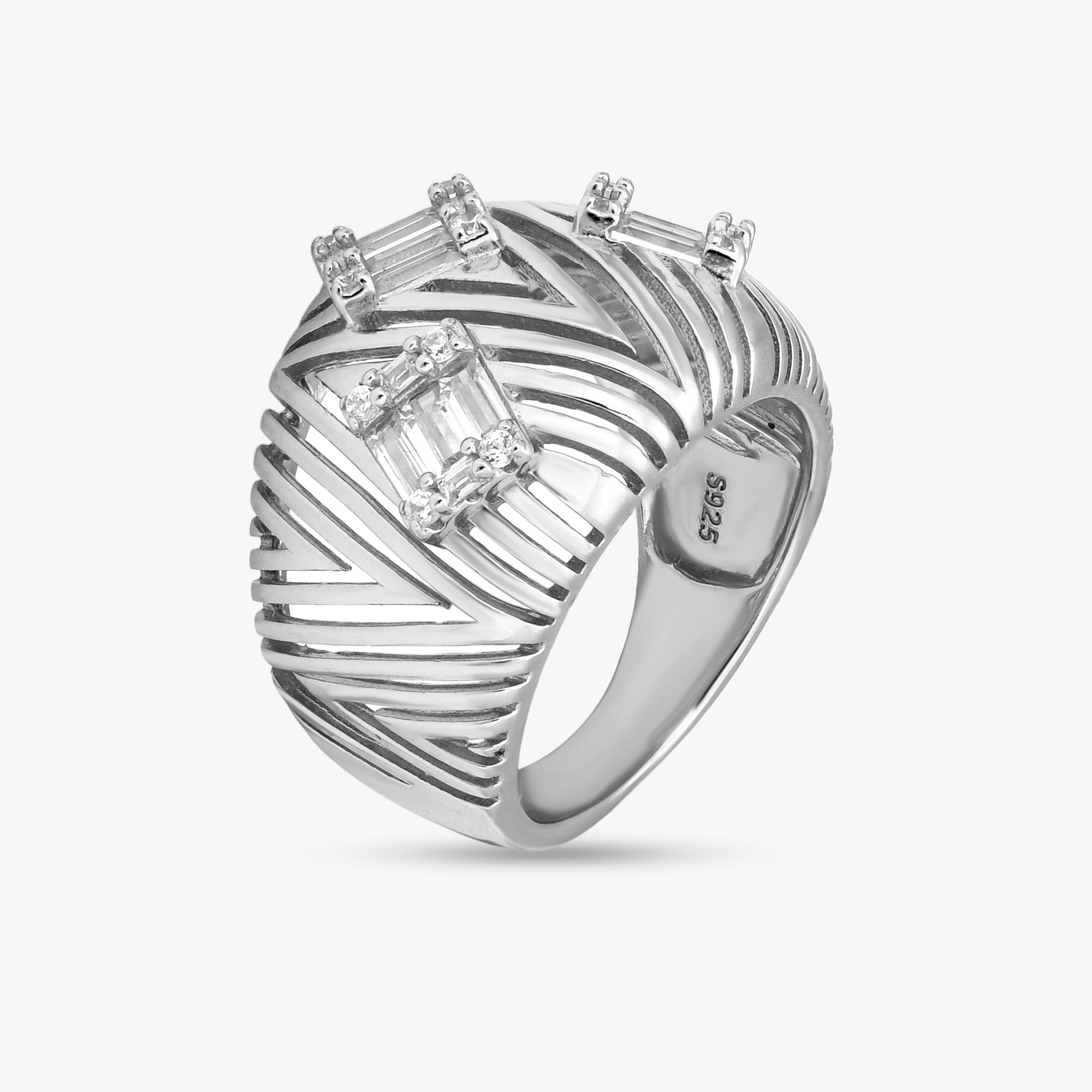 Geometric Baguette Statement Ring