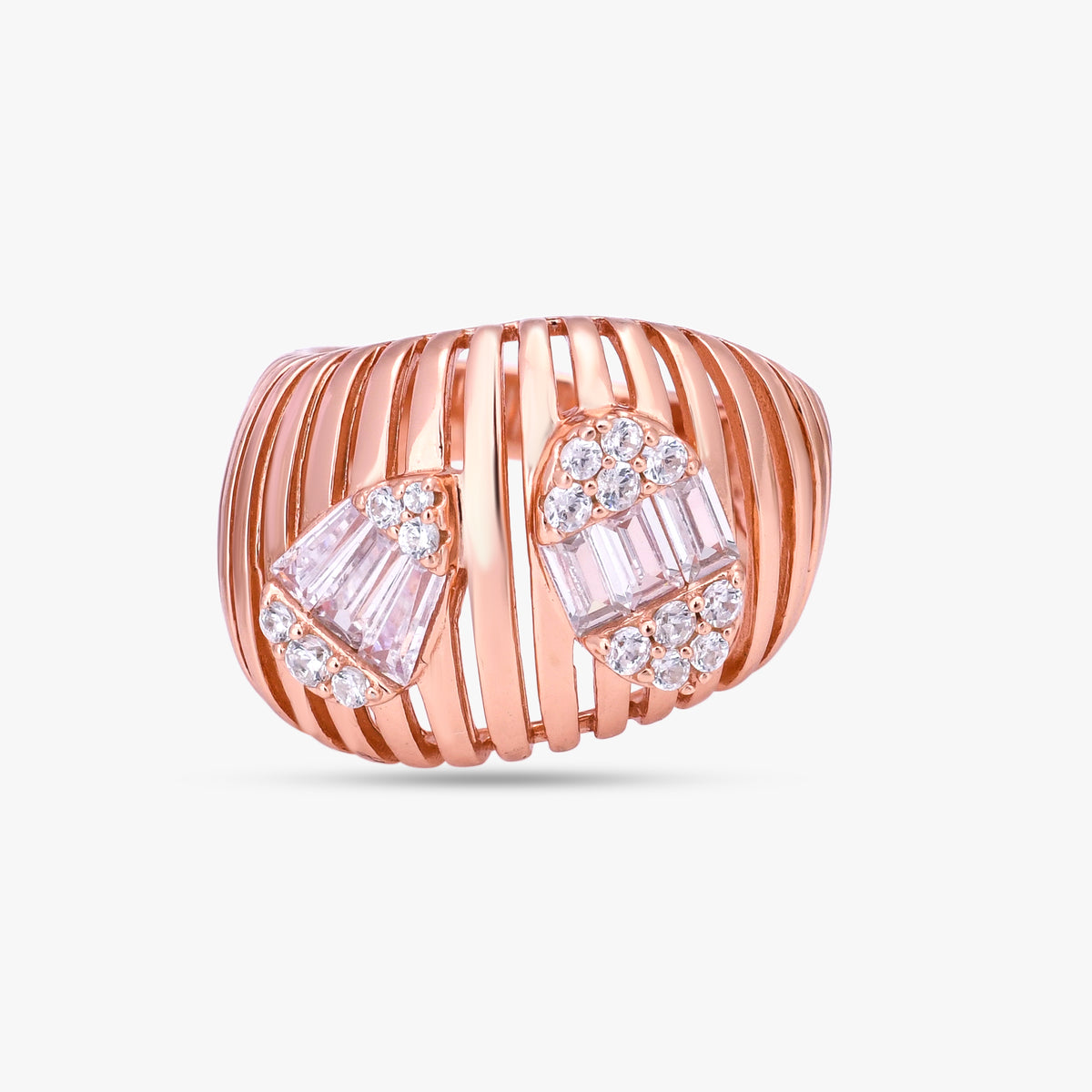 Ribbed Diamond Statement Ring