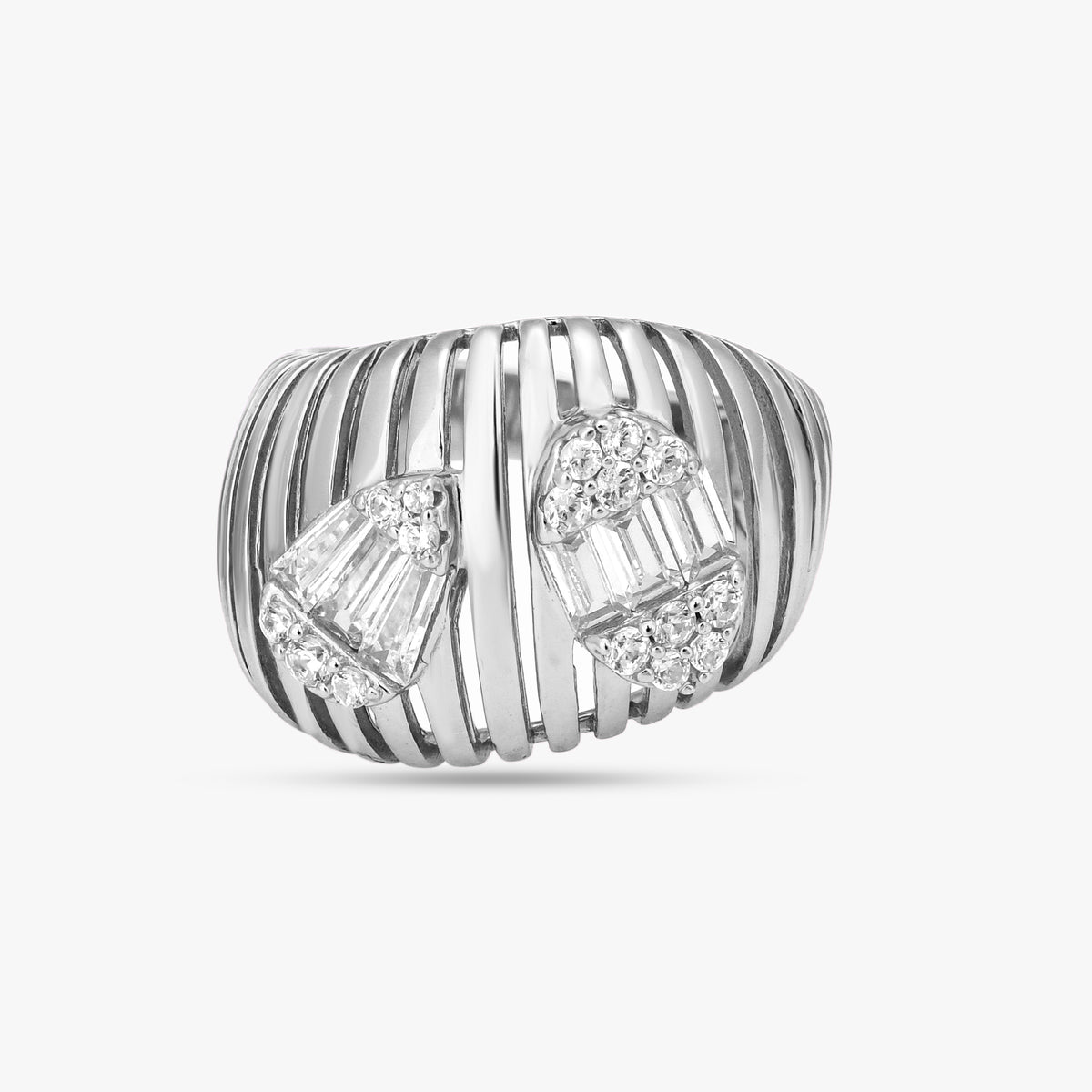 Ribbed Diamond Statement Ring