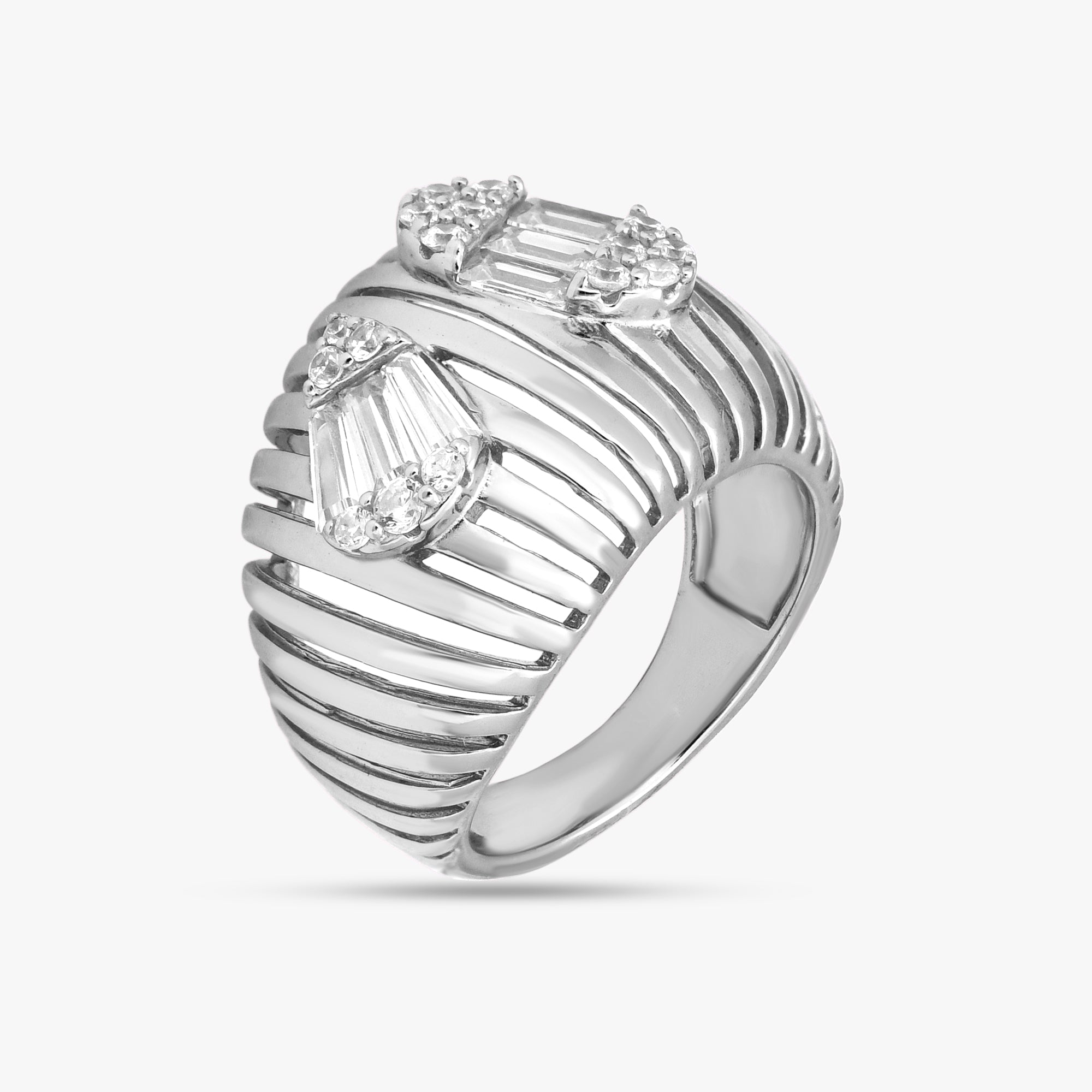 Ribbed Diamond Statement Ring