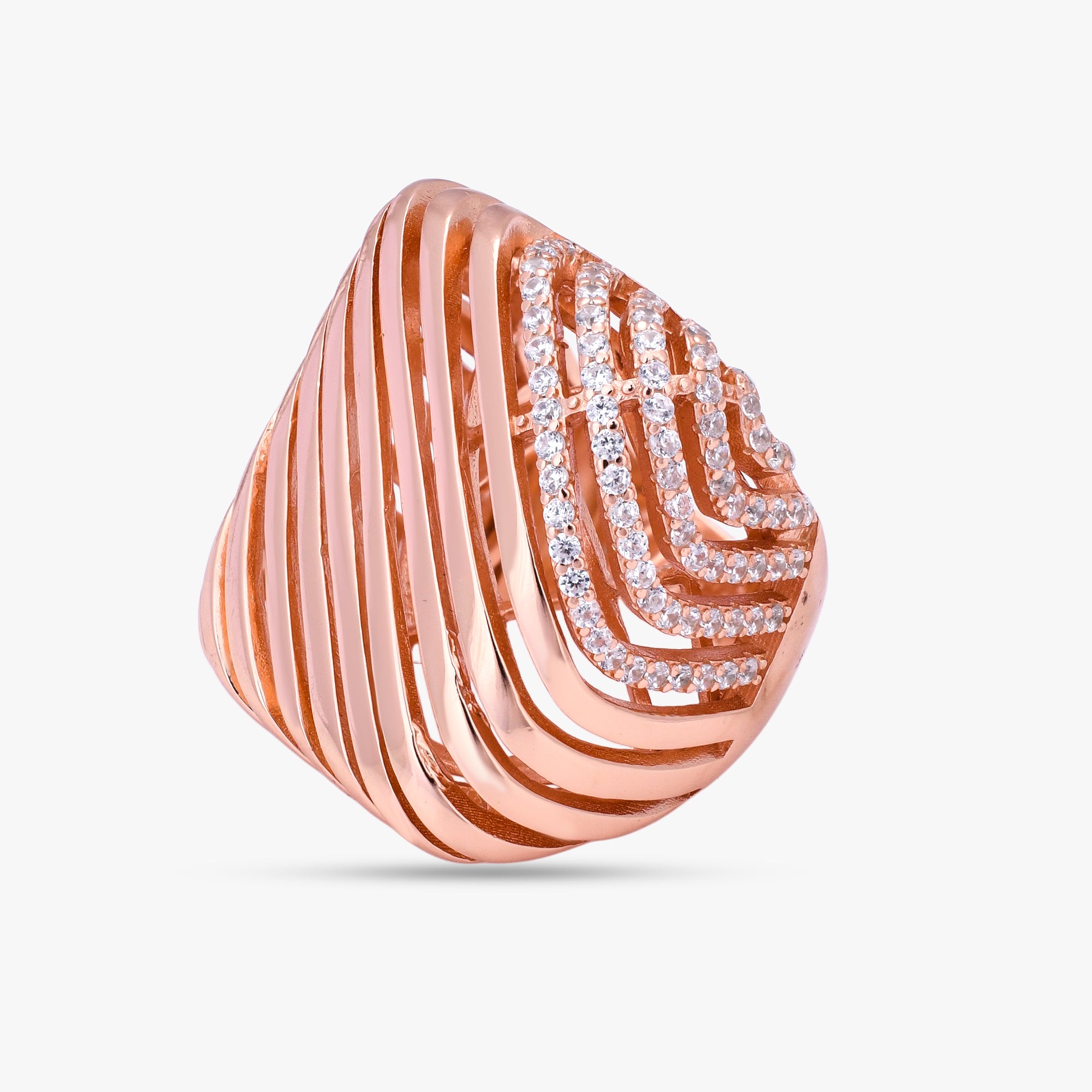 Sculpted Ribbed Statement Ring