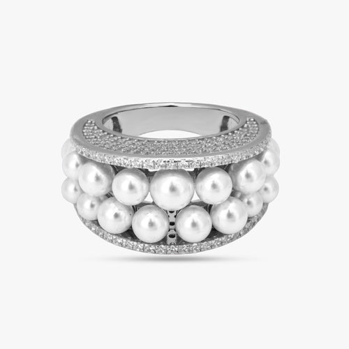 Load image 1 in gallery view. Sparkling Pearl Statement Ring