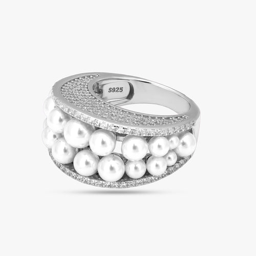 Load image 1 in gallery view. Sparkling Pearl Statement Ring