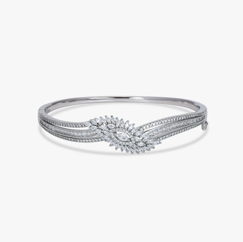 Load image 1 in gallery view. The Ethereal Wave Solitaire Bangle