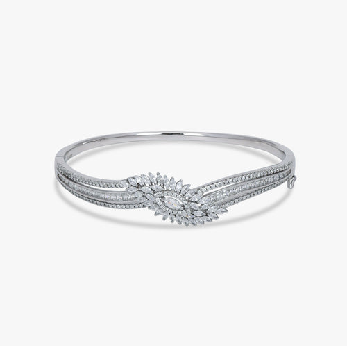 Load image 1 in gallery view. The Ethereal Wave Solitaire Bangle