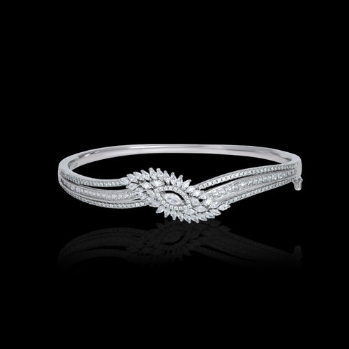 Load image 1 in gallery view. The Ethereal Wave Solitaire Bangle