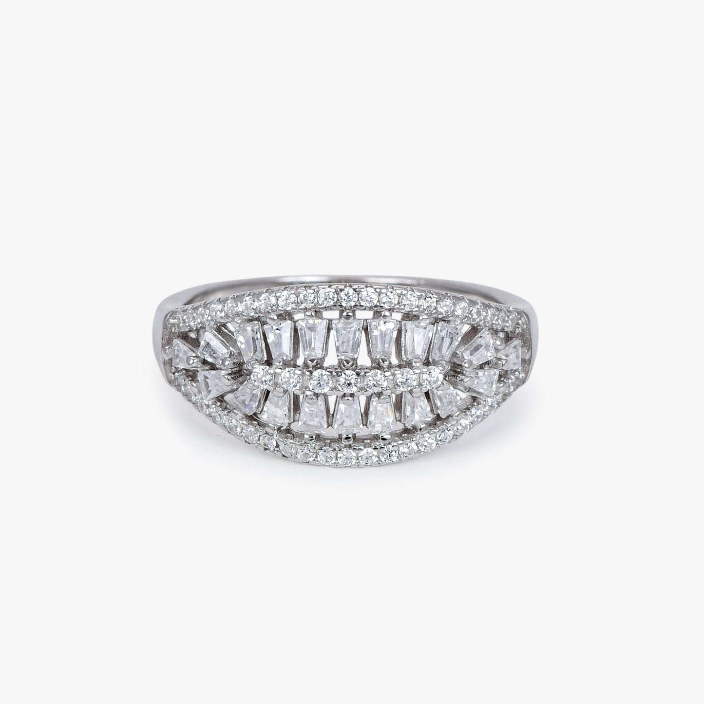 Tapered Baguette Silver Ring