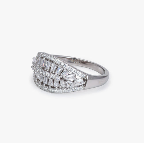 Load image 1 in gallery view. Tapered Baguette Silver Ring
