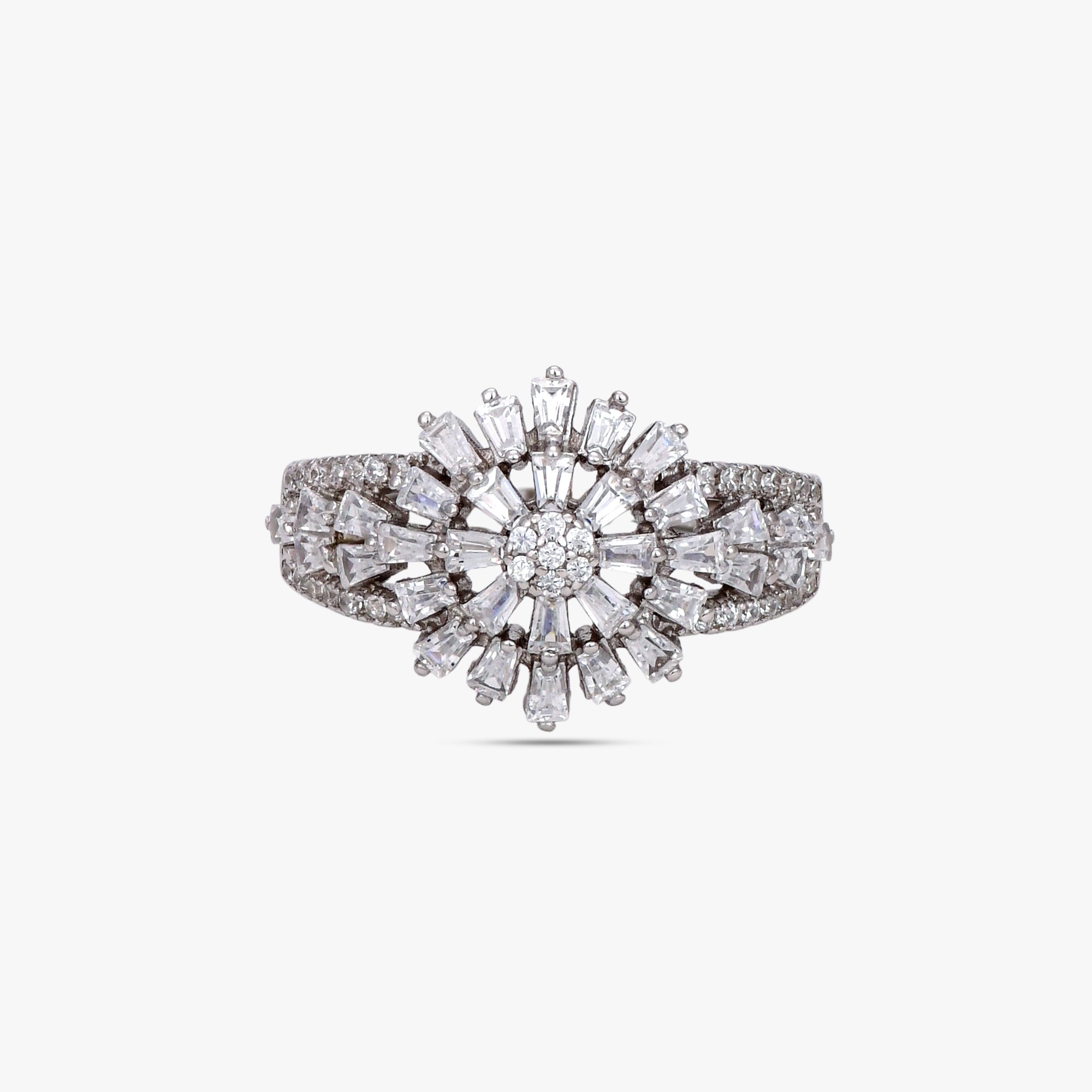 Exquisite CZ Sunburst Cluster Ring