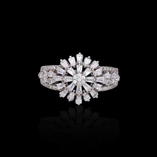 Load image 1 in gallery view. Exquisite CZ Sunburst Cluster Ring
