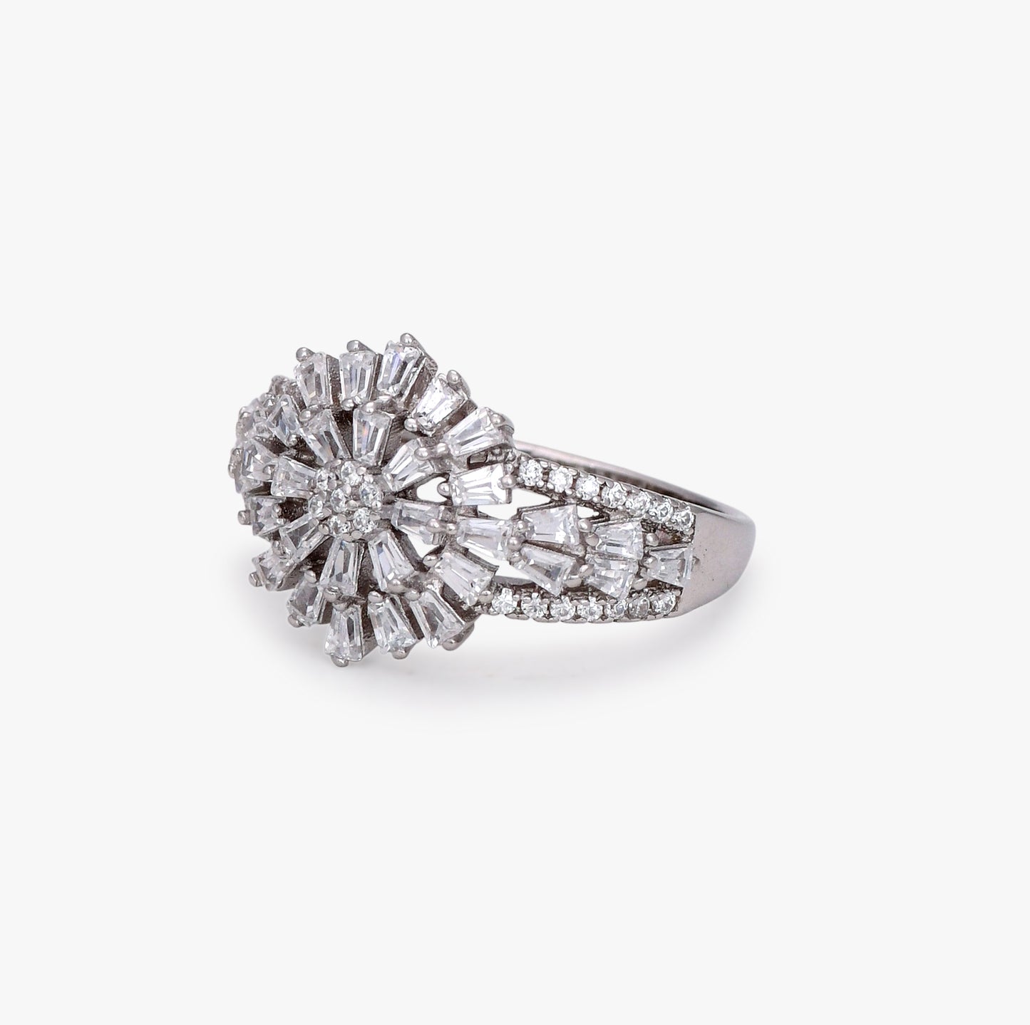 Exquisite CZ Sunburst Cluster Ring
