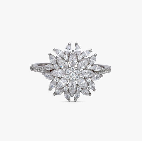 Load image 1 in gallery view. Sparkling Silver Floral Ring