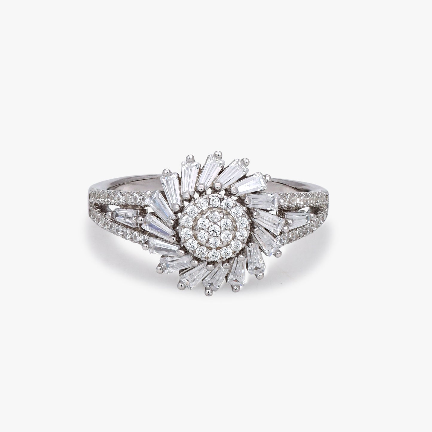 Radiant Sunburst CZ Ring