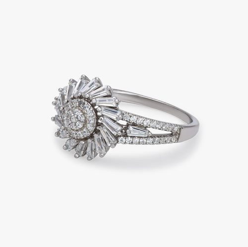 Load image 1 in gallery view. Radiant Sunburst CZ Ring