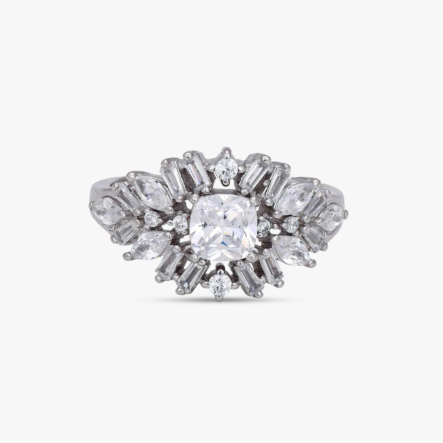 Sparkling CZ Sunburst Statement Ring
