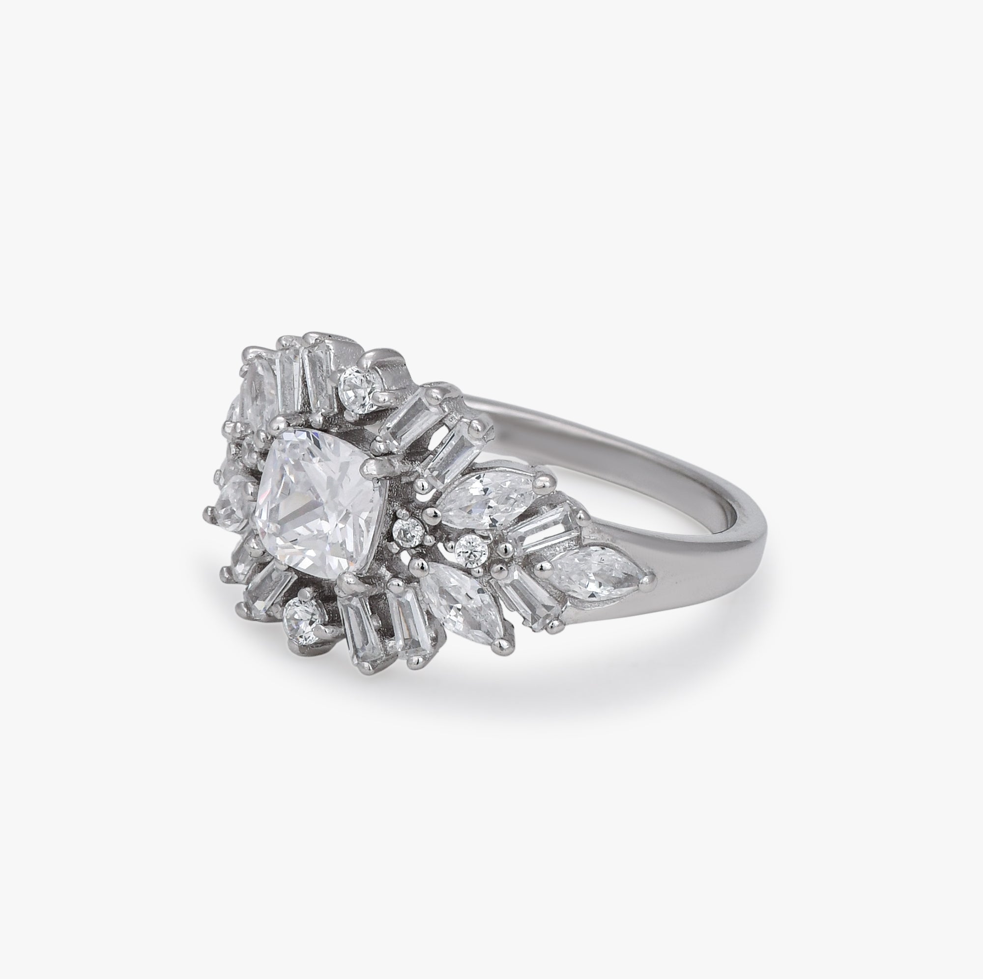 Sparkling CZ Sunburst Statement Ring