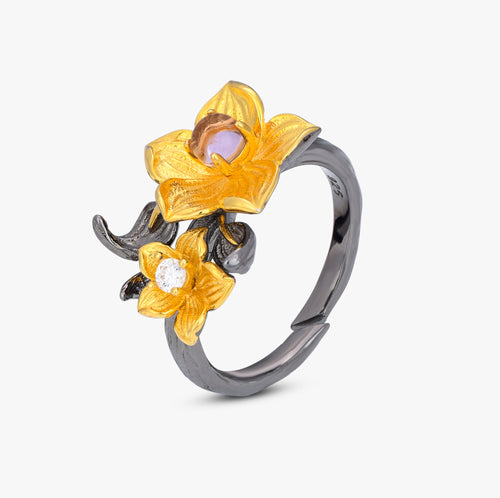 Load image 1 in gallery view. Antique Meadow Twin-Bloom Ring