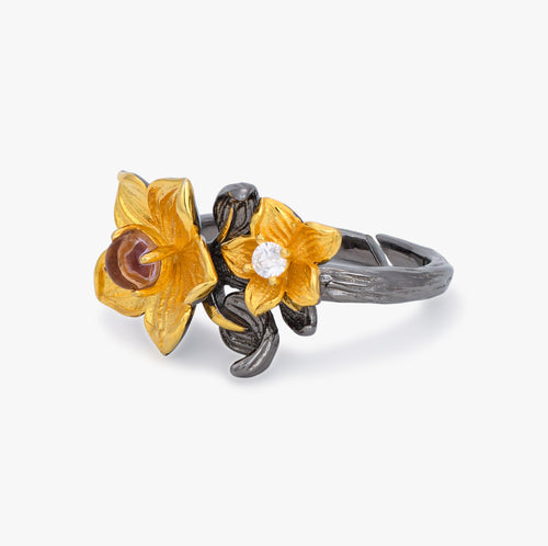 Load image 1 in gallery view. Antique Meadow Twin-Bloom Ring