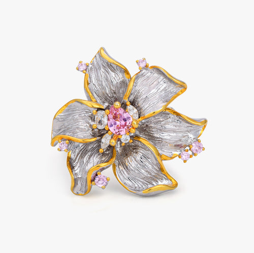 Load image 1 in gallery view. Italian Filigree Peony Statement Ring