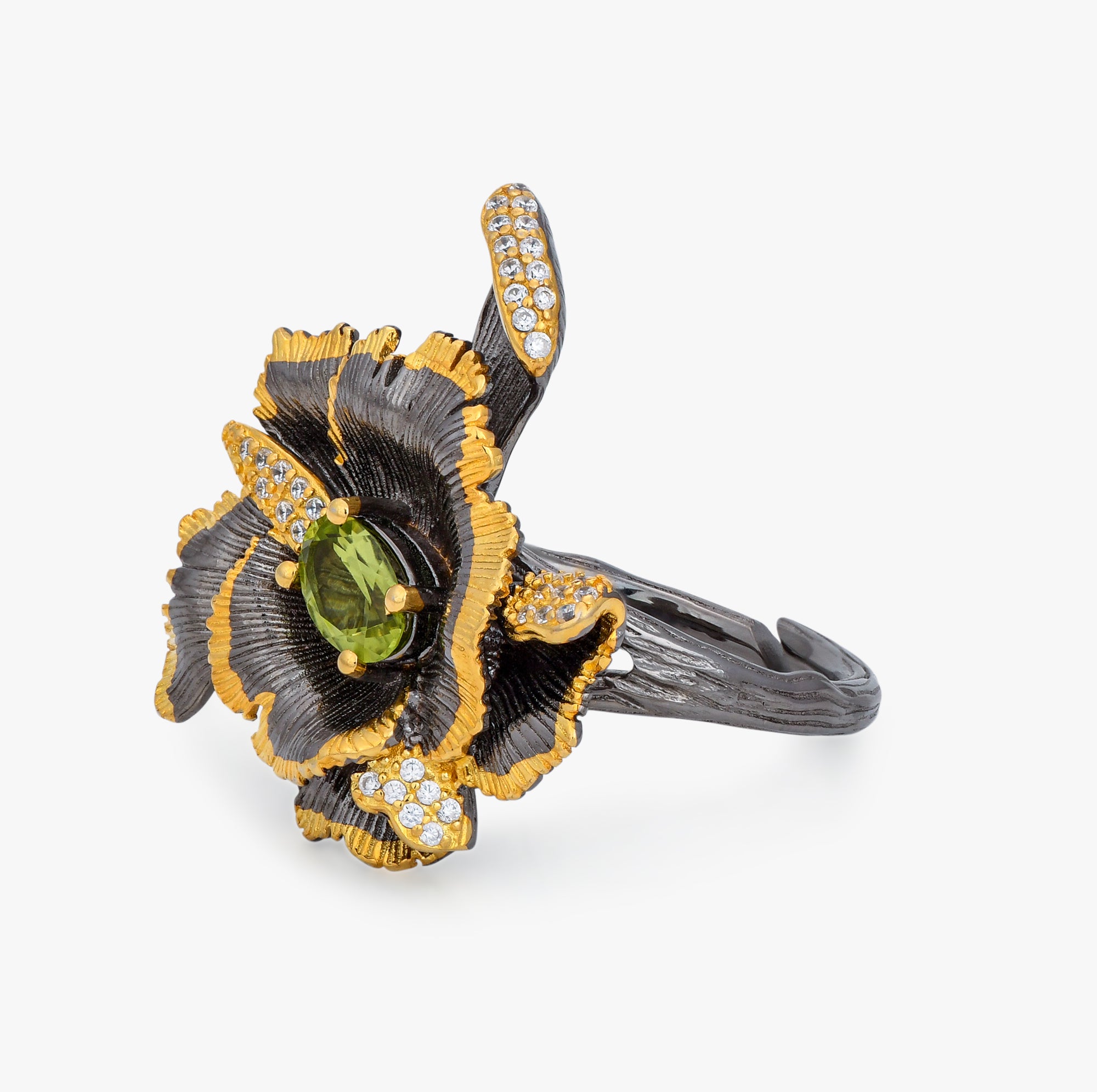 Emerald-Tone Baroque Statement Ring