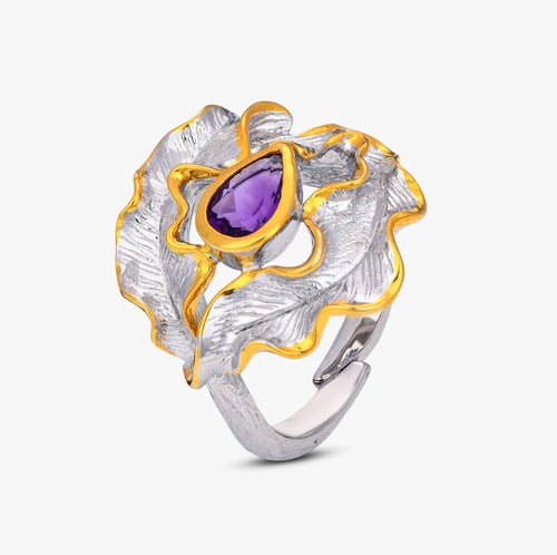Load image 1 in gallery view. The Venetian Violet Ruffle Ring