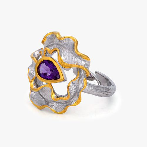 Load image 1 in gallery view. The Venetian Violet Ruffle Ring