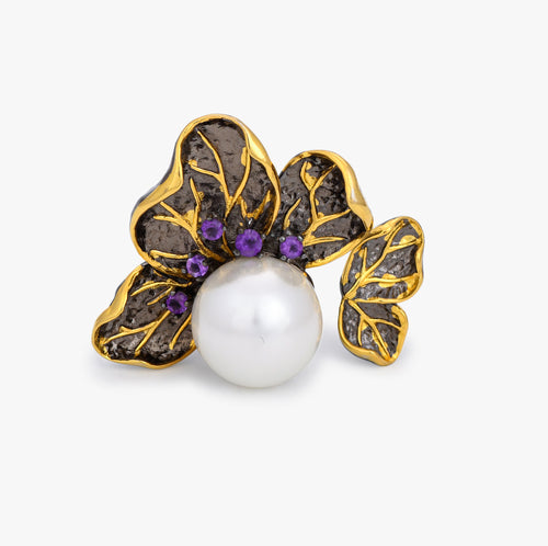 Load image 1 in gallery view. Antique Gilded Butterfly Ring