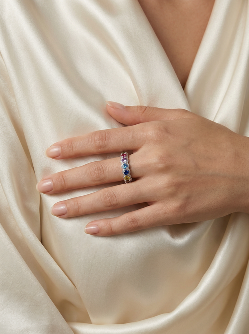 Load image 1 in gallery view. Multi-Color Eternity Band