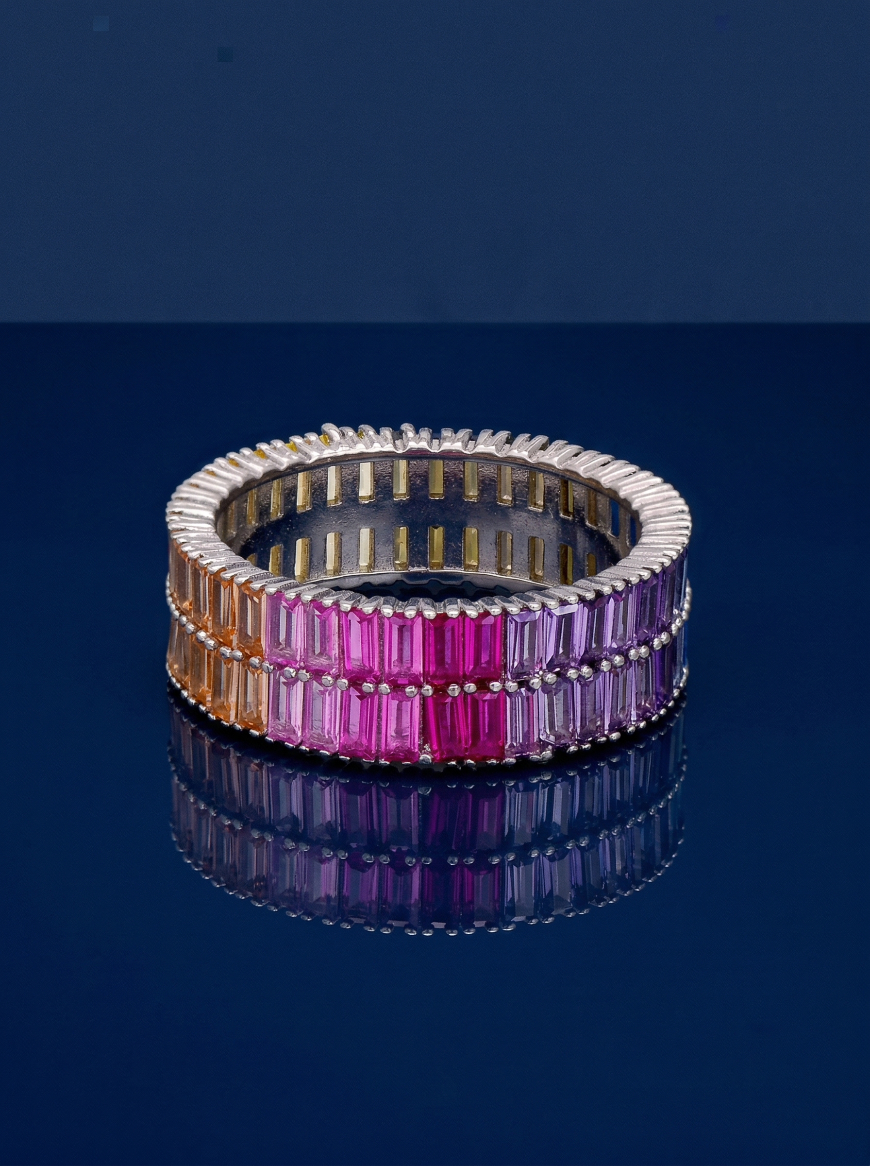 Rainbow Baguette Eternity Ring