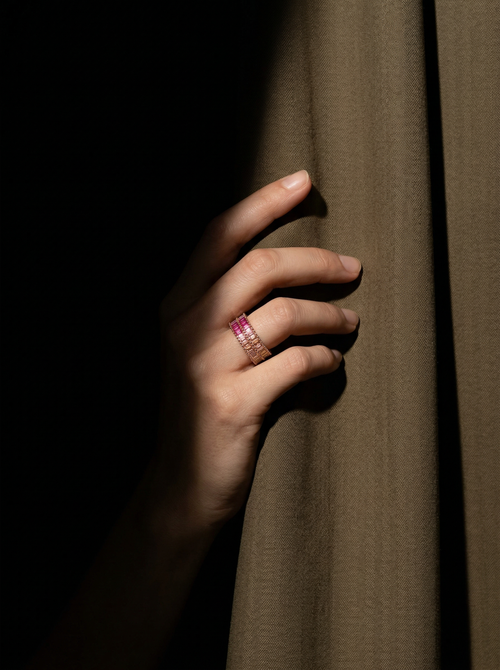 Load image 1 in gallery view. Rainbow Baguette Eternity Ring