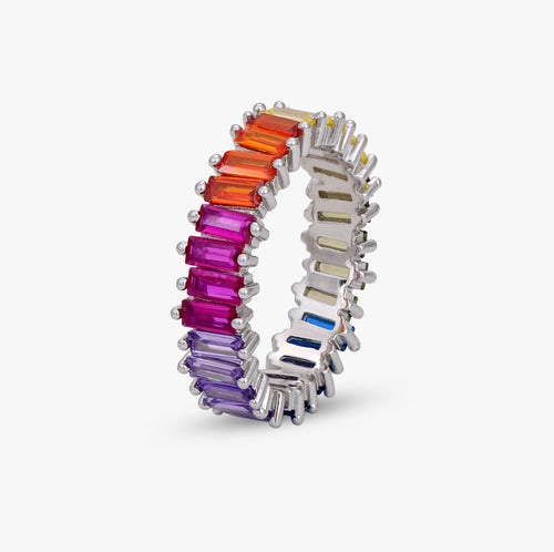 Load image 1 in gallery view. Multicolor Baguette Eternity Ring