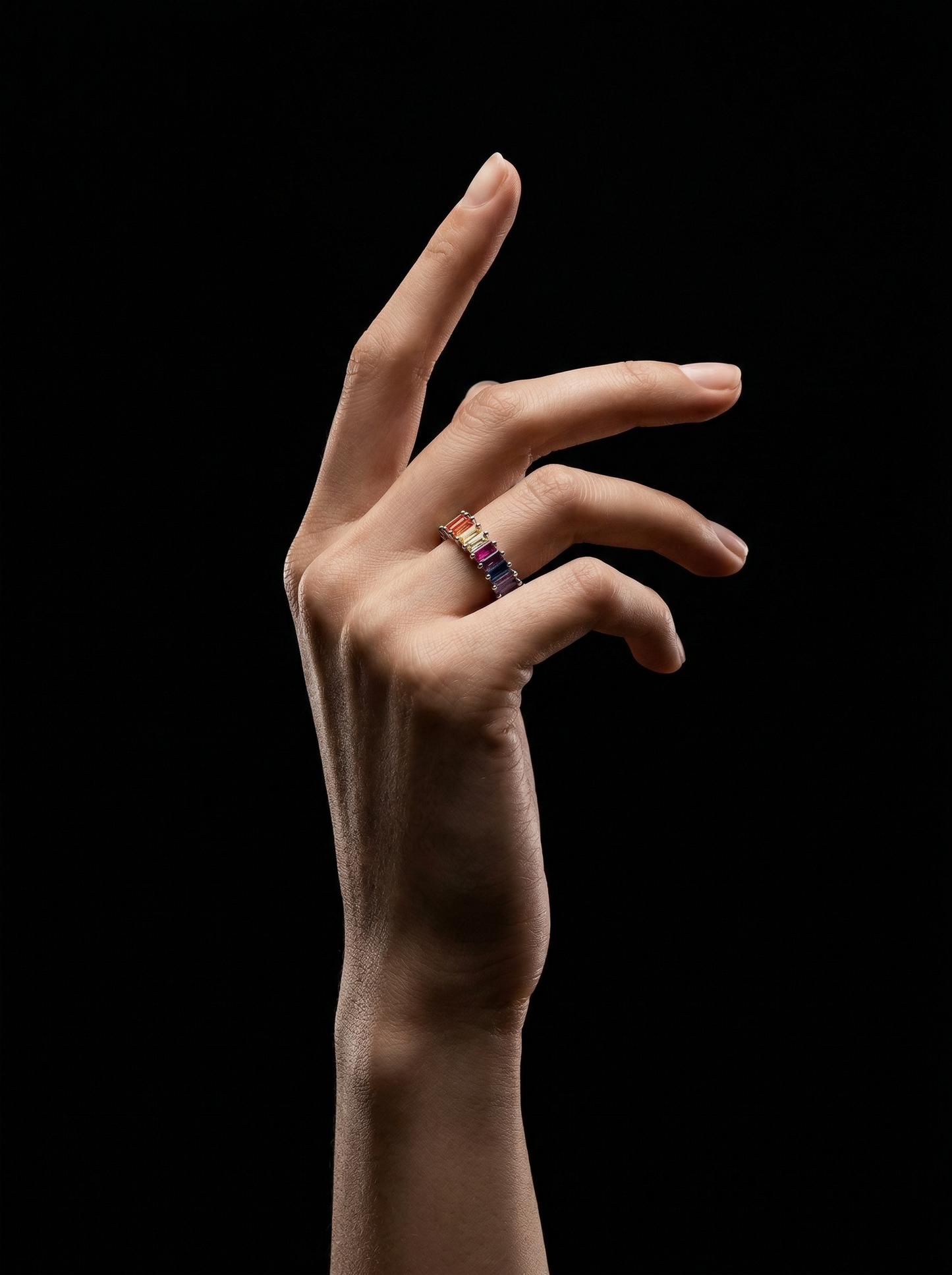 Multicolor Baguette Eternity Ring