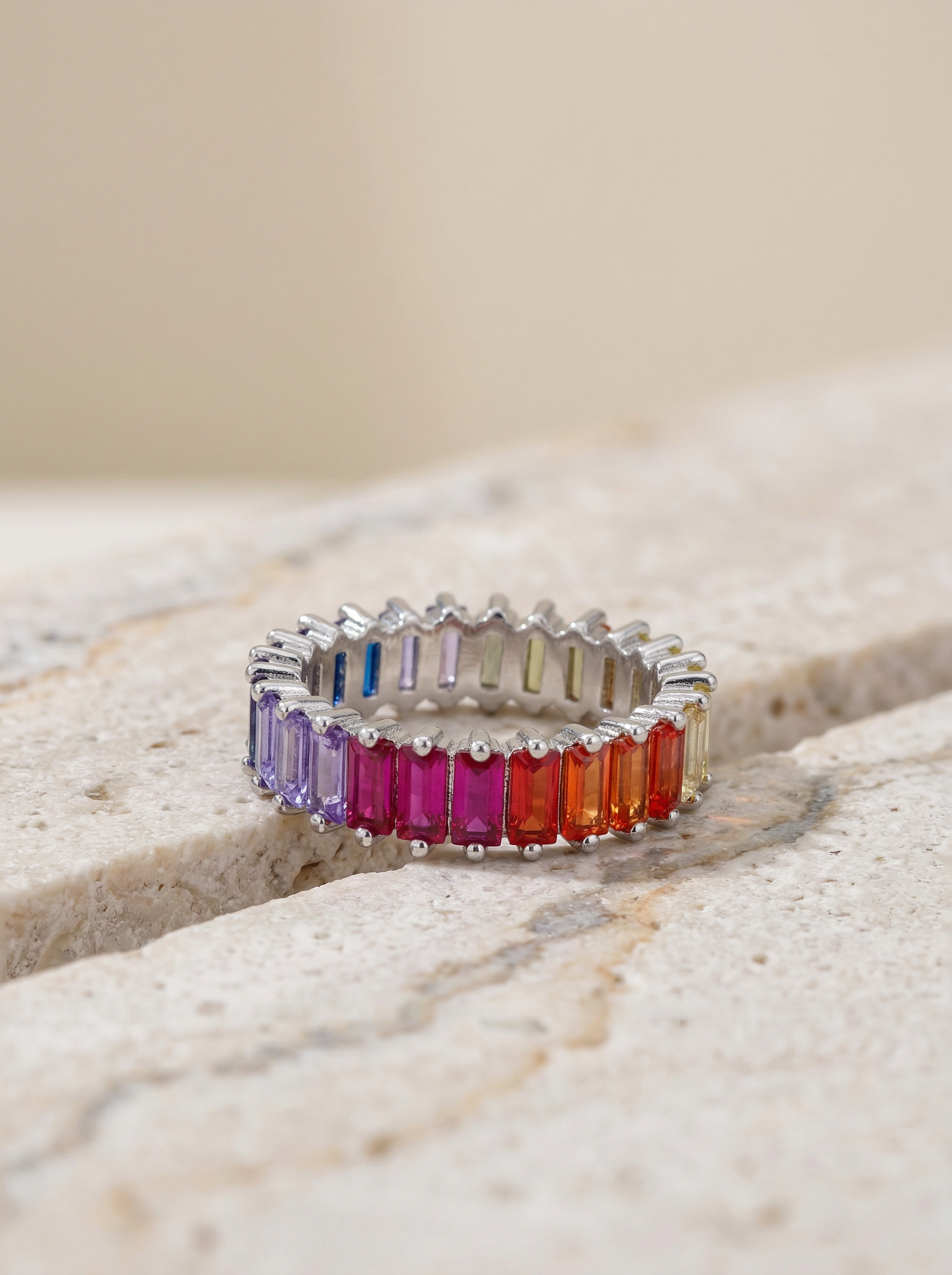 Multicolor Baguette Eternity Ring