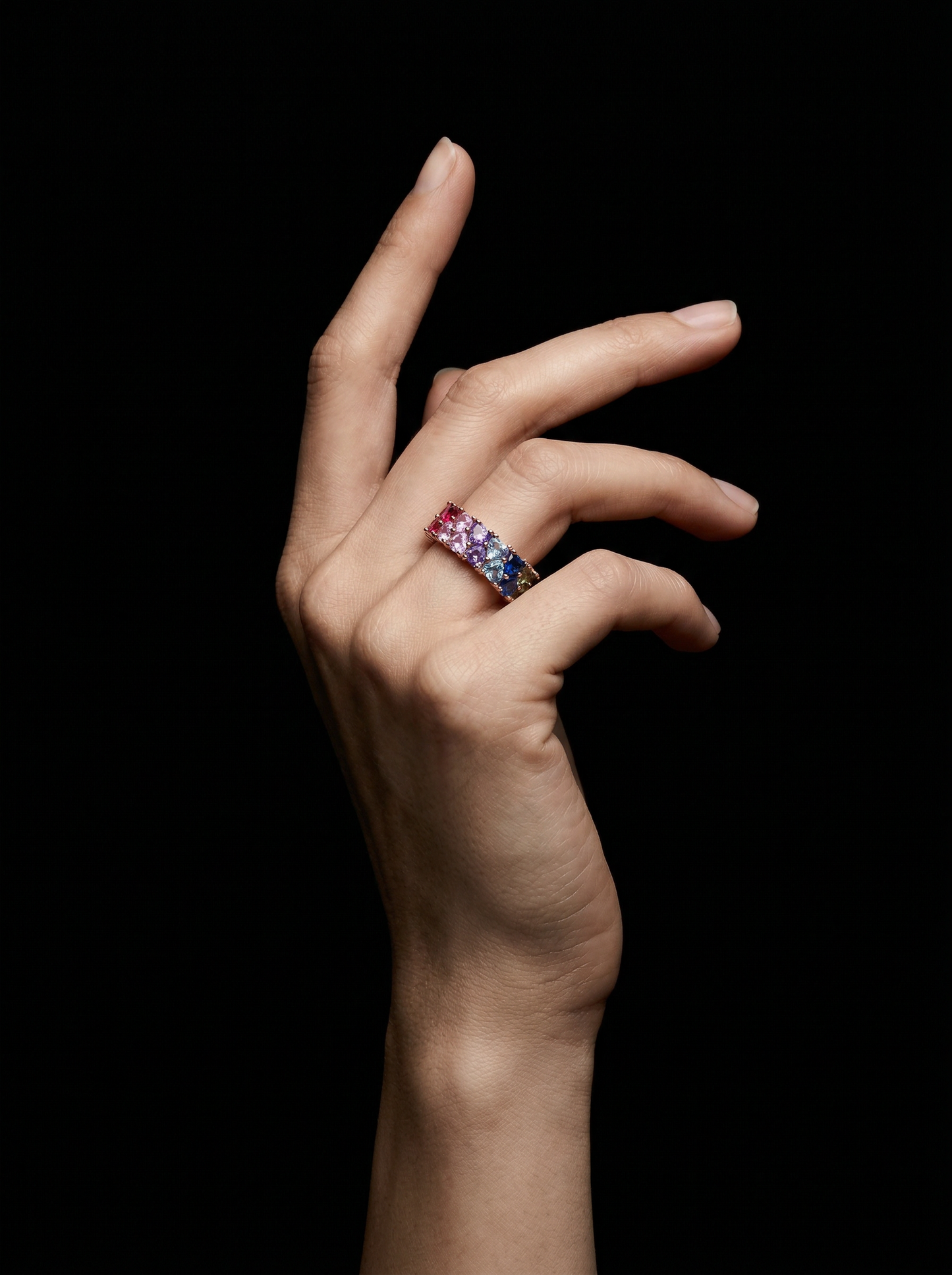 Rainbow Heart Eternity Band
