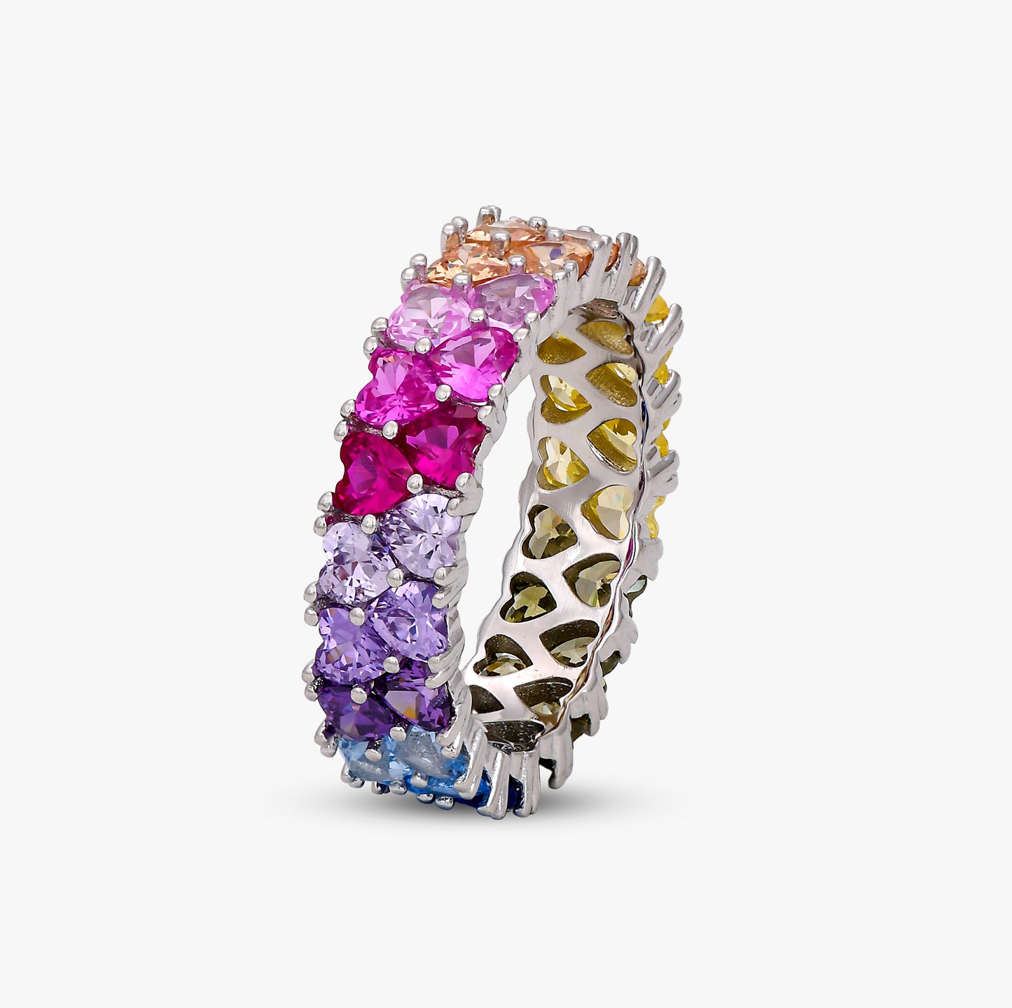 Rainbow Heart Eternity Band