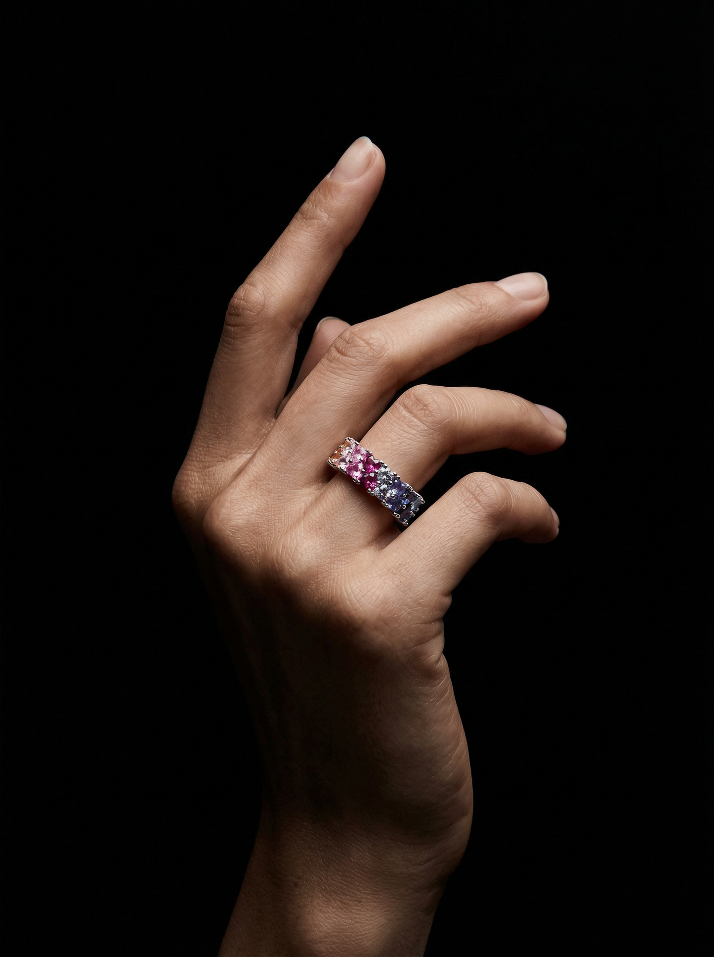 Rainbow Heart Eternity Band