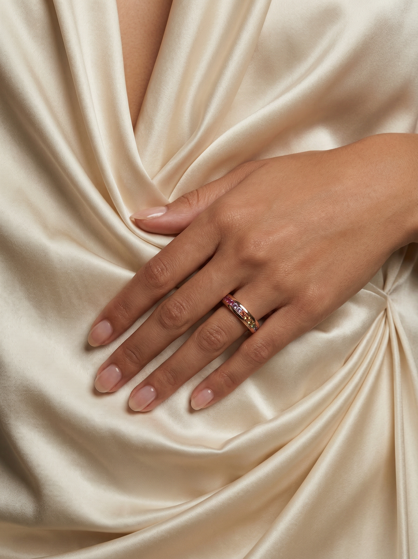 Rainbow Gemstone Eternity Band