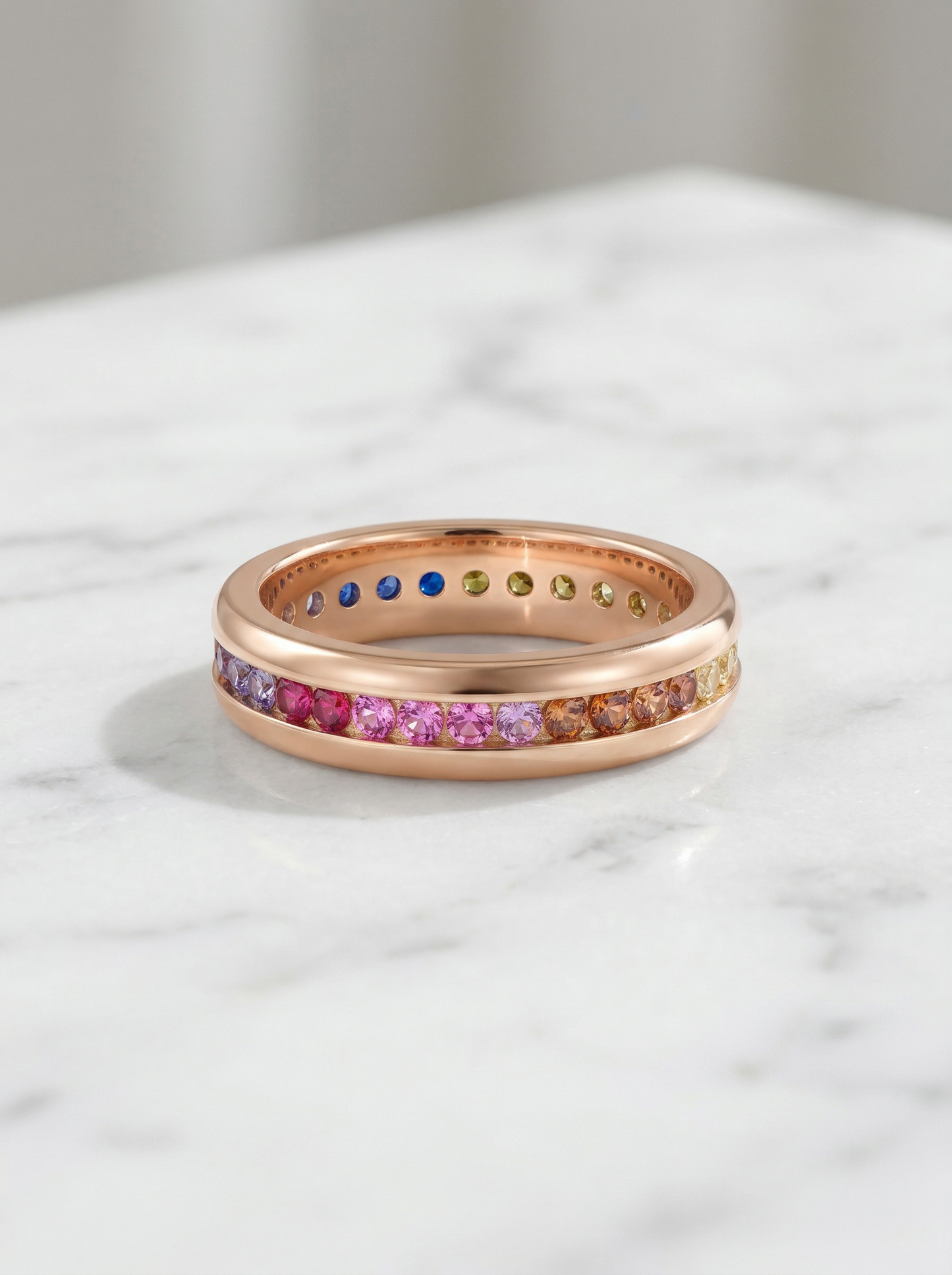 Rainbow Gemstone Eternity Band