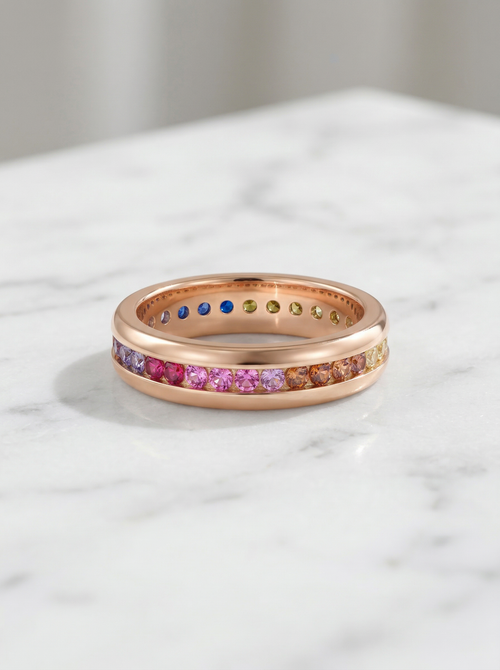 Load image 1 in gallery view. Rainbow Gemstone Eternity Band