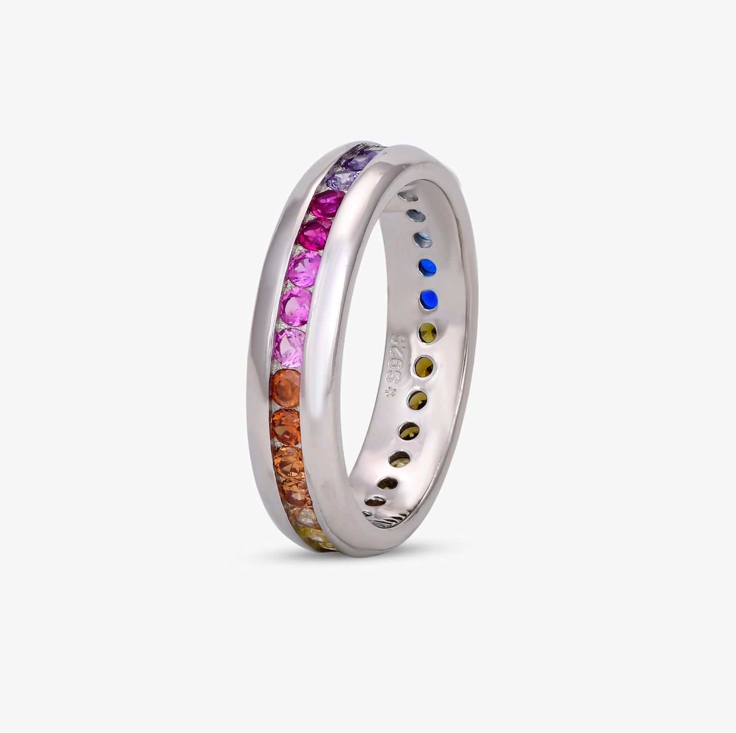 Rainbow Gemstone Eternity Band