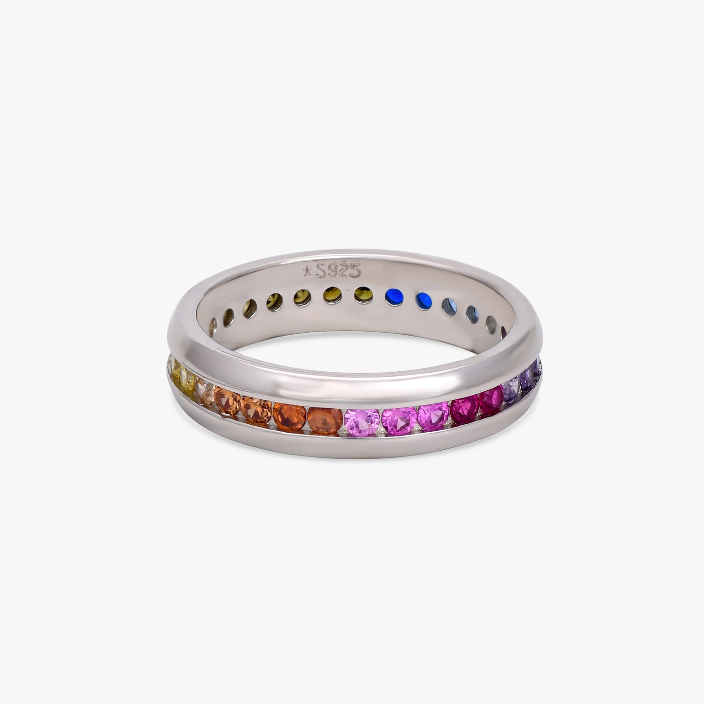 Rainbow Gemstone Eternity Band