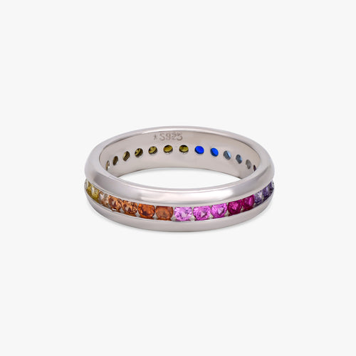Load image 1 in gallery view. Rainbow Gemstone Eternity Band
