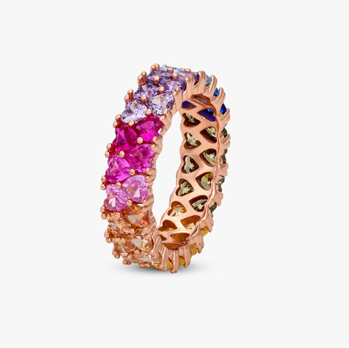 Load image 1 in gallery view. Rainbow Heart Eternity Band