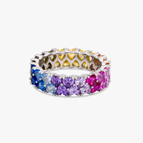 Load image 1 in gallery view. Rainbow Heart Eternity Band