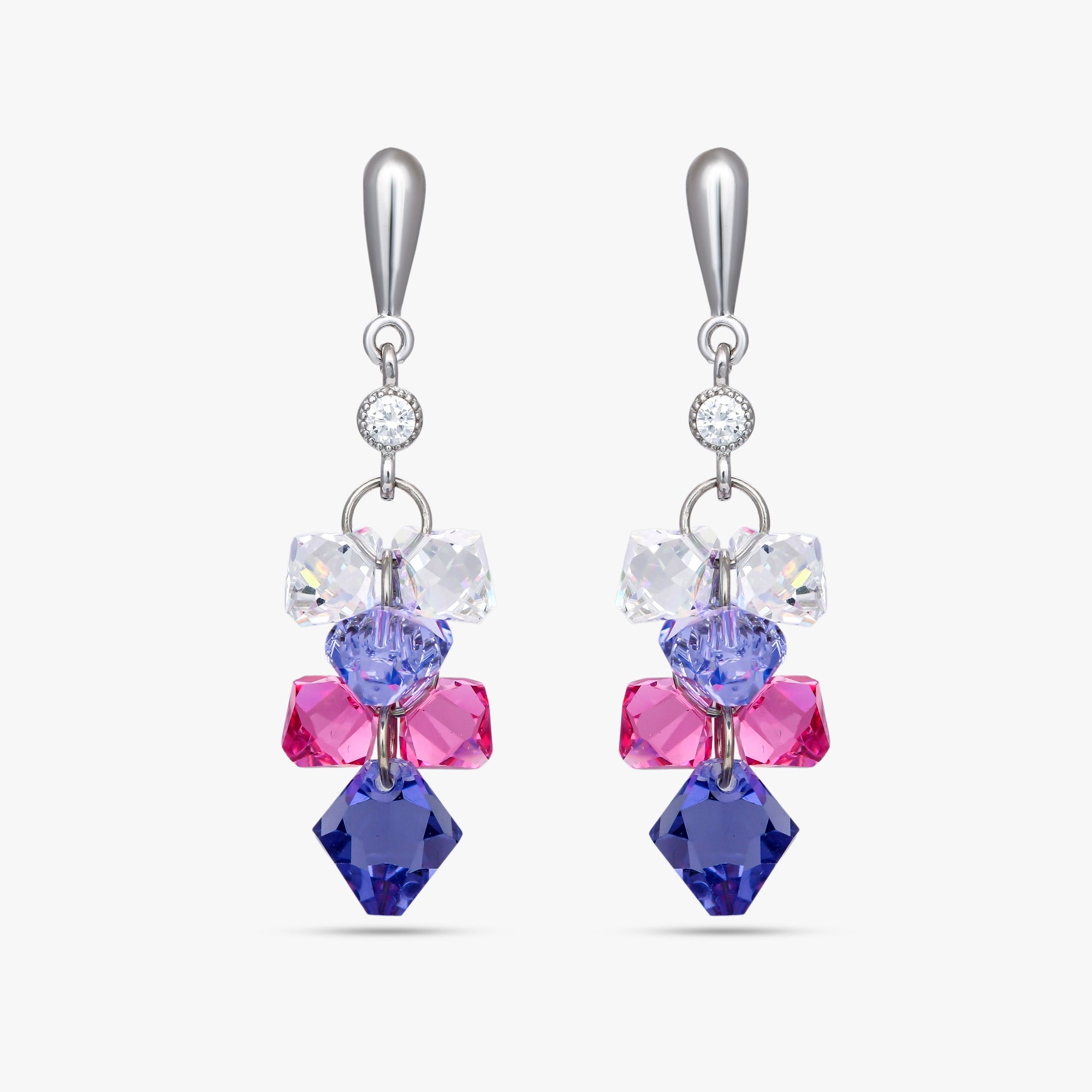 Amethyst Bloom Crystal Silver Earrings