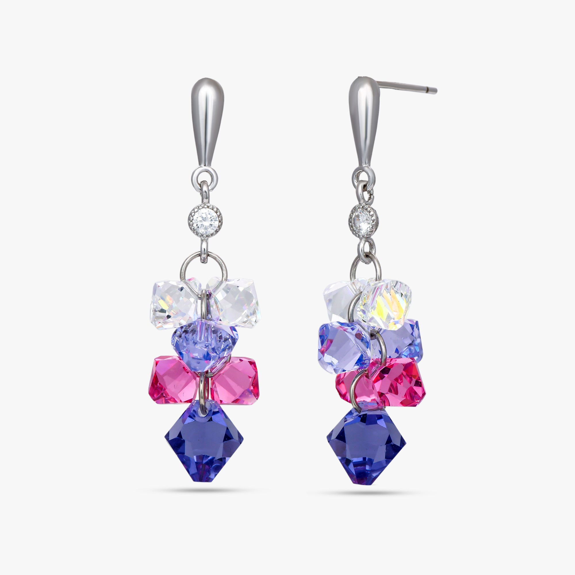 Amethyst Bloom Crystal Silver Earrings