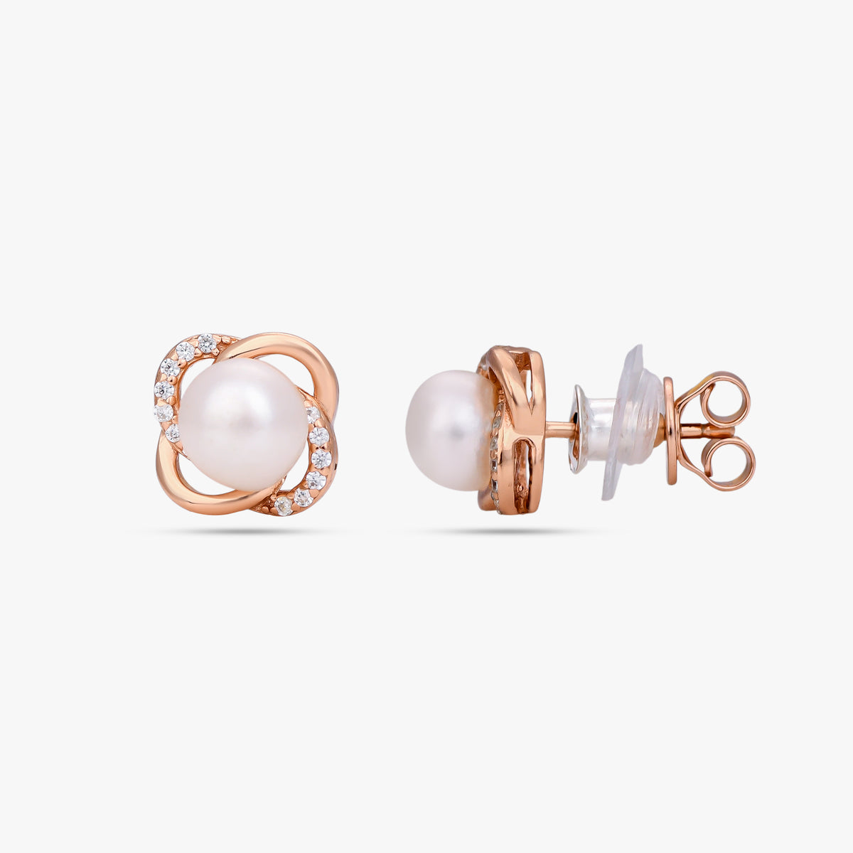 Serpentine Halo Pearl Studs